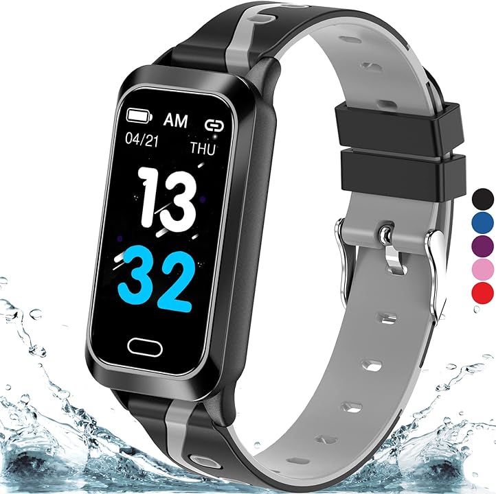 Inspiratek Kids Fitness Tracker for Kids Age 5-16 (5 Colors), Waterproof Pedometer Watch, Easy to Use Tracker Watch